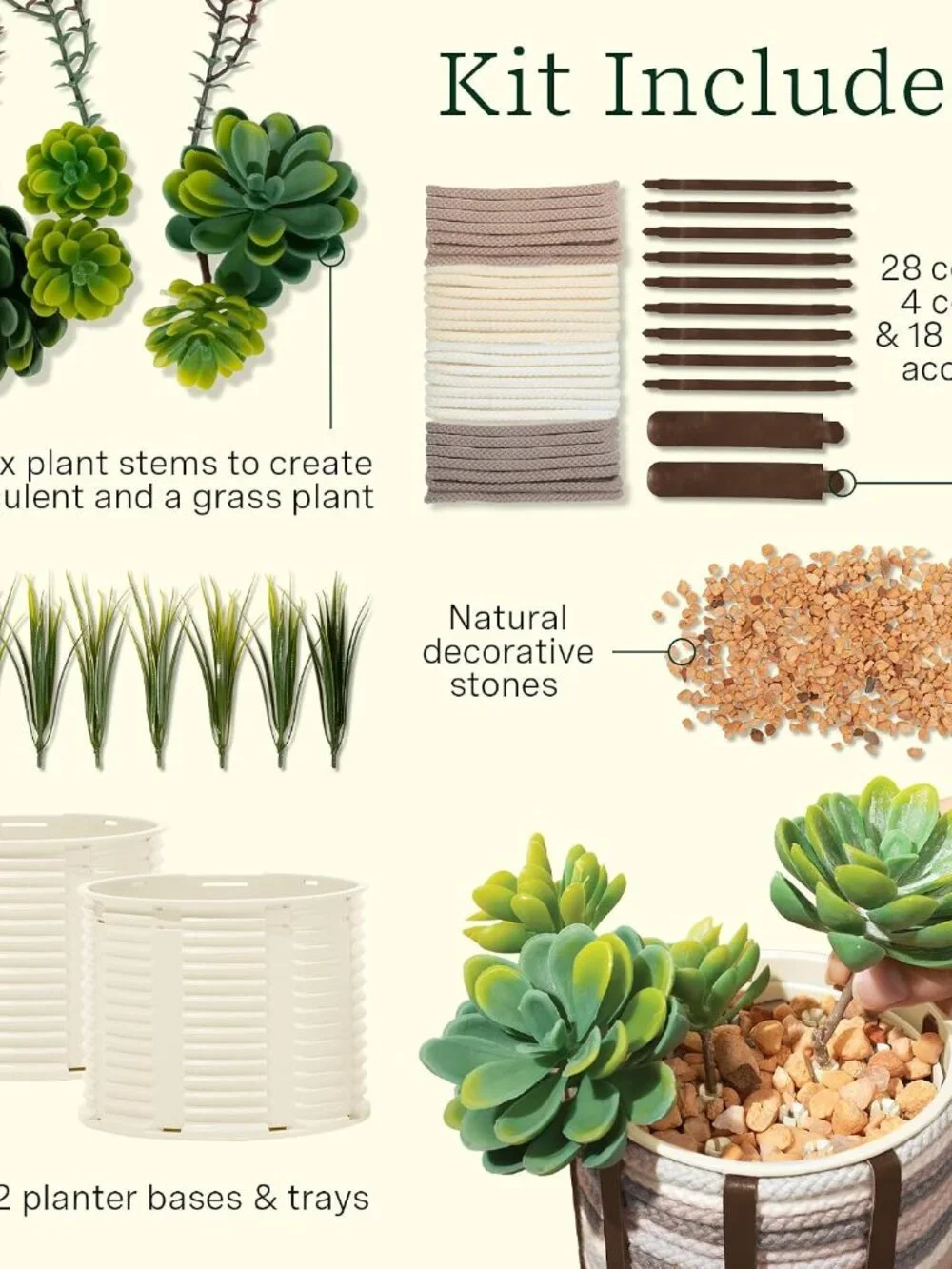 Lifelines FlowCrafts, Cord-Wrapped Planters-NWT